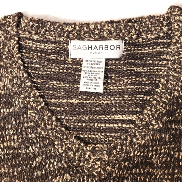 Sag Harbor Knit Brown Tan Sweater Classy Excellent Stetch 1X - Picture 2 of 4